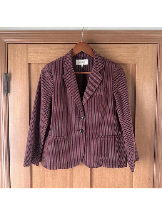 THE GREAT. Jackets & Blazers - The GREAT. Shrunken Blazer Country Road Pinstripe Red Blue Women’s size 1 Small